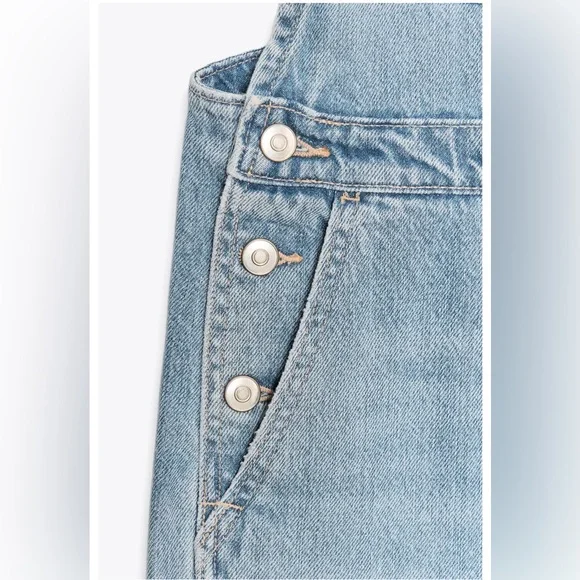 Zara TRF Denim Overalls Womens XS Blue Bib Overall Jeans NWT Festival Casual - Picture 7 of 9